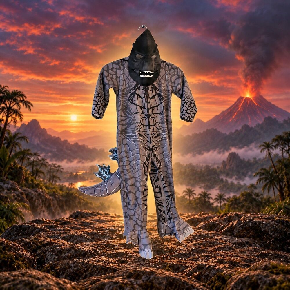 Godzilla vs Kong Kids Godzilla Halloween Costume Jumpsuit Mask Small Monster C69